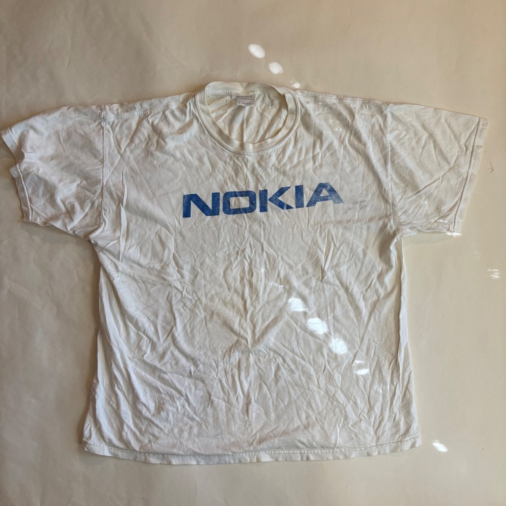 Vintage Nokia Logo Graphic T-Shirt White Mens Size XL Tech Promo Tee
